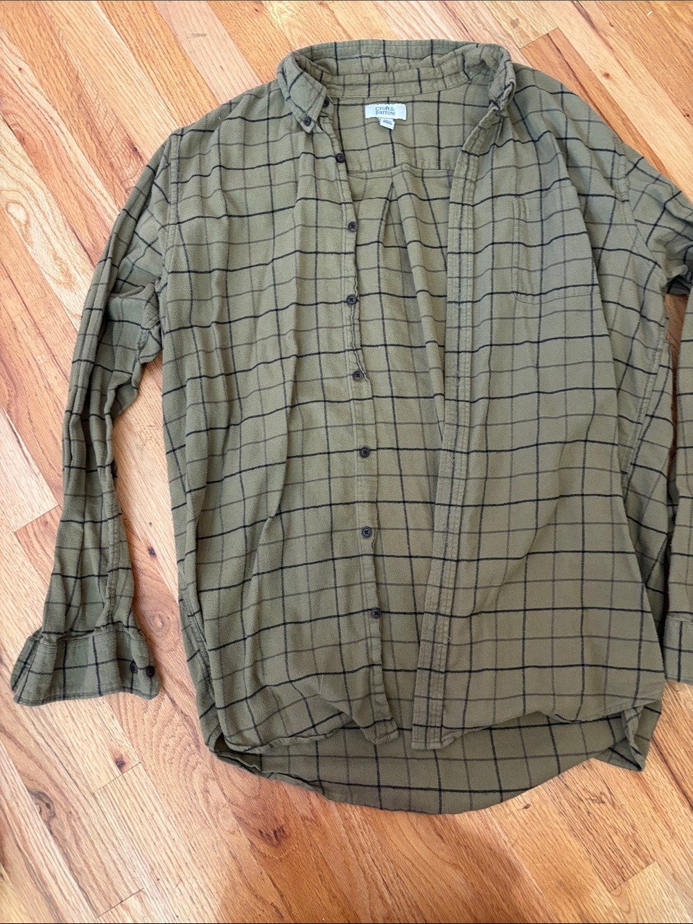 Men's Olive Grid-Check Button-Down flannel Shirt